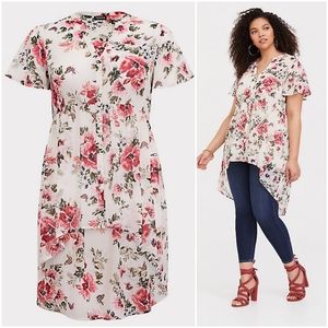 Torrid Ivory Floral Chiffon Babydoll Tunic, 18/20